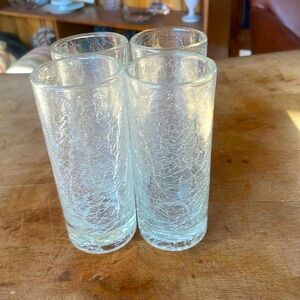 1960’s Crackle Tom Collin’s Glasses . Set of Four
